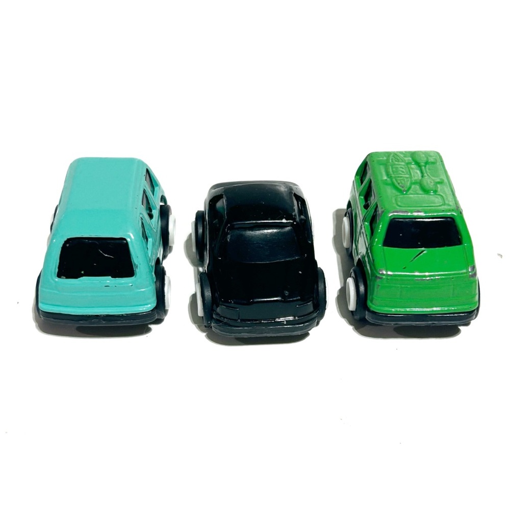 Schylling Miniature Die Cast Model Toy Cars Green Black Cyan Blue Van Pull Back